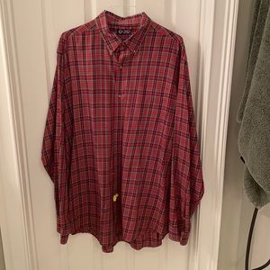 Chaps red plaid button collar shirt size 2XT